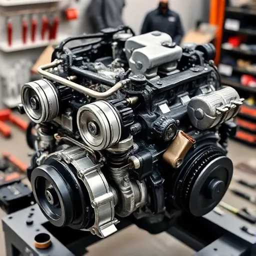A detailed close-up of a BMW X1 2.0L engine with 306 horsepower (2022–present) undergoing major repair: disassembled components like pistons, crankshaft, cylinder head, and turbocharger laid out on a clean mechanic's workbench, with tools such as torque wrenches, micrometers, and diagnostic equipment nearby, soft workshop lighting, high-resolution technical realism