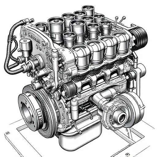 A detailed illustration of a Daihatsu Copen 1.3L 87hp engine undergoing a major overhaul. The engine should be shown with visible components like the block, cylinder head, pistons, crankshaft, and various parts being inspected or replaced. Focus on mechanical details and precision.