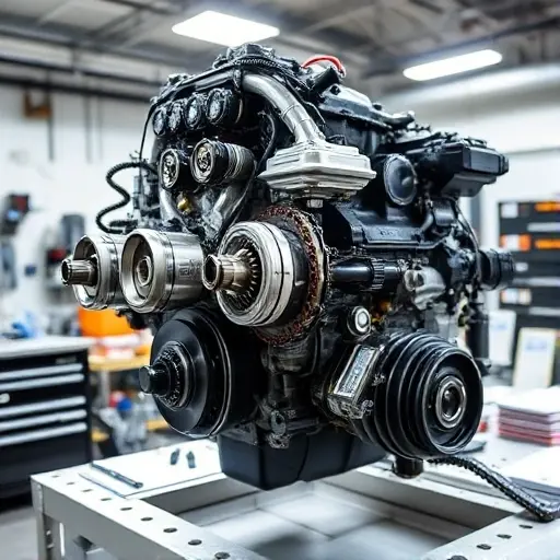 A detailed close-up of a BMW X3 2.0L engine (2017–present) undergoing major repair, showing disassembled components like pistons, crankshaft, cylinder head, and timing chain on a clean workbench under bright workshop lighting, with tools and service manuals nearby, no text or labels visible
