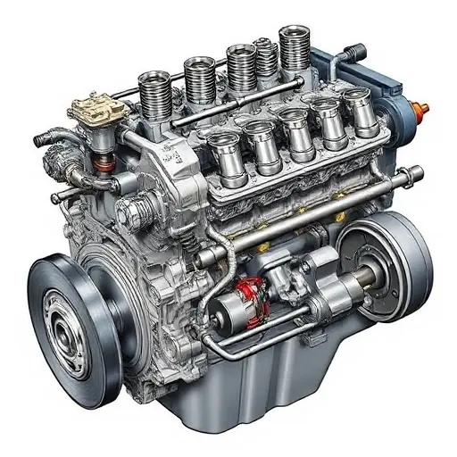 A detailed illustration of a Datsun mi DO 1.6 L 87 hp engine undergoing a major overhaul. The engine should be shown with visible components like the block, cylinder head, pistons, crankshaft, and various parts being inspected or replaced. Focus on mechanical precision and cleanliness.