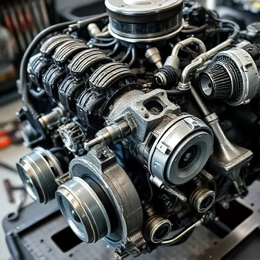 A detailed close-up of a BMW 3 Series G20 2.0L engine (2019–present) undergoing major repair, showing disassembled components like pistons, crankshaft, cylinder head, and turbocharger laid out on a clean workshop bench with tools, soft natural lighting, high-resolution macro details, realistic textures of metal and oil, no people visible